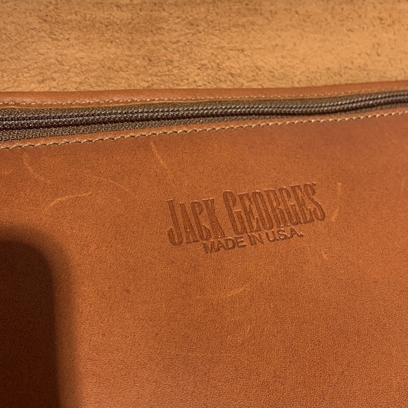 Jack Georges Cognac University Classic Crossbody Hand Bag with Twisting Lock - Picture 8 of 10